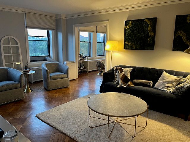 Living area with views East views of the park; beagle not included;)