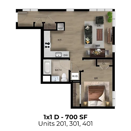Floor plan 1X1 D