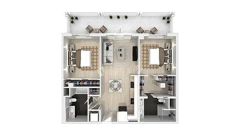Floor plan B1: 2 Bedroom 2 Bath