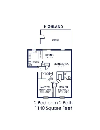 Floor plan 2Bed/2Ba-Dn W/D (H)