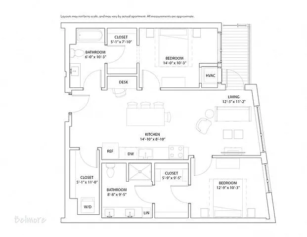 Floor plan 2 Bed 2 Bath Belmore