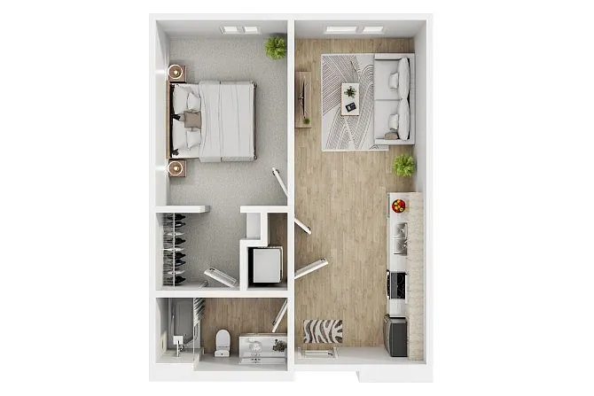 Floor plan 1x1 A 80 AMI