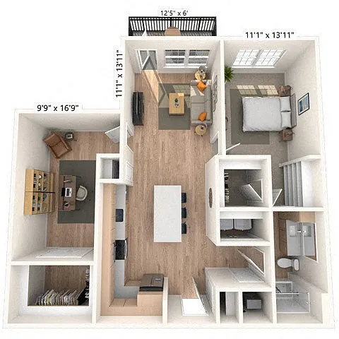 Floor plan A5 1x1 1006 SF