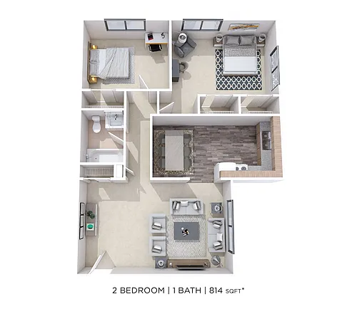 Floor plan Two Bedroom - 814 sqft