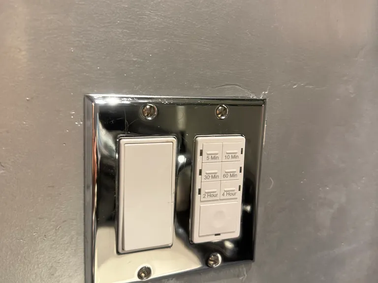 Secondary bathroom ventilation is on timers, so you can leave and know the moisture is handled.