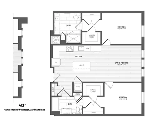 Floor plan Everton 2 Bed/2 Bath-2M-Alt