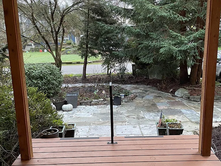 Front porch looking down to walkway