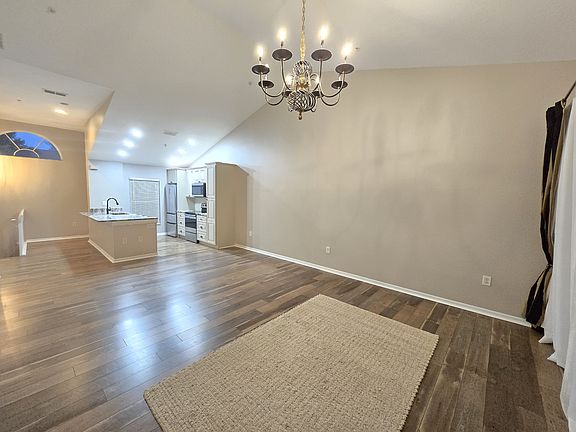 Open living, dining, kitchen