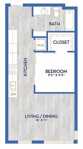 Floor plan B1 MFTE - Urban One Bed