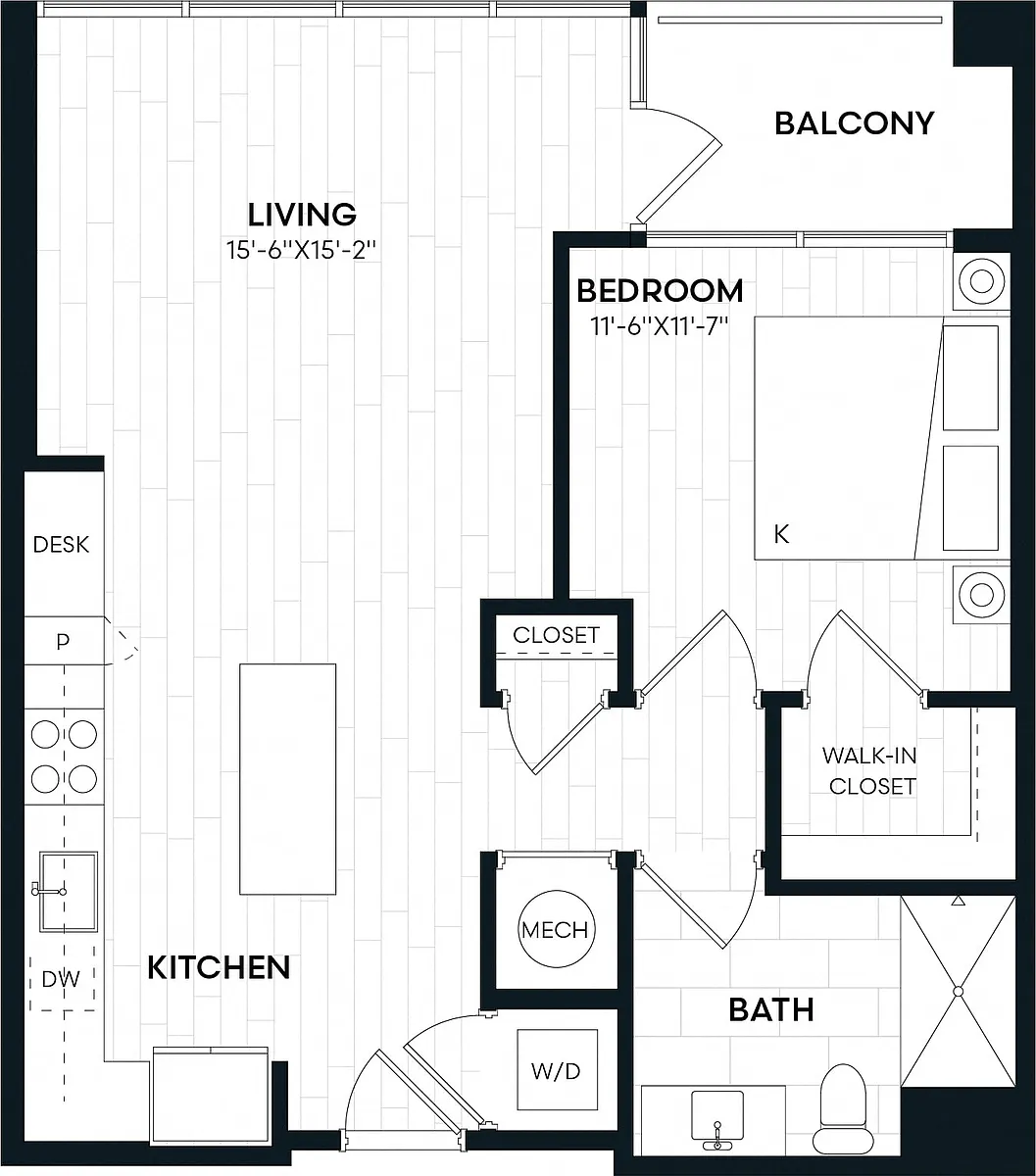 Floor plan 1 Bed/1 Bath-1L ALT