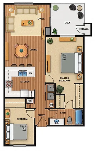 Floor plan Two Bed Pool View
