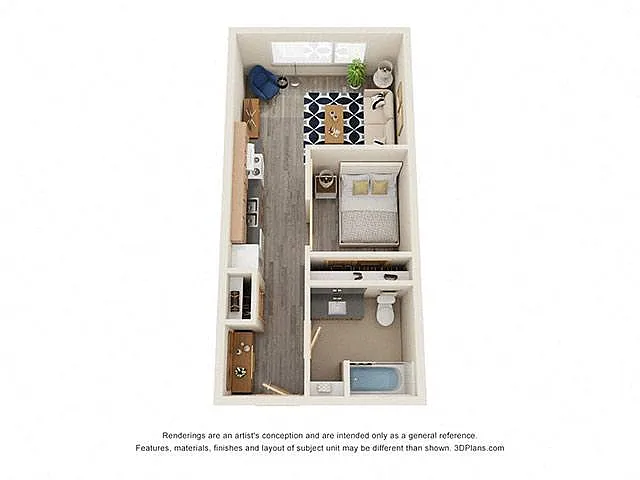 Floor plan Open 1 Bedroom 60 Percent AMI