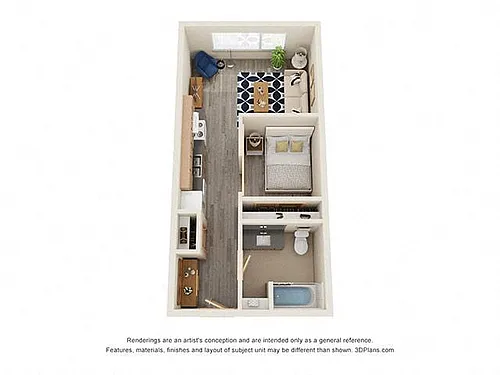 Floor plan Open 1 Bedroom 60 Percent AMI