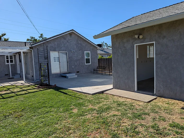 Back patio and shop