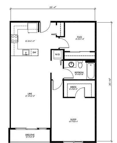 Floor plan 1x1 + Den - C1