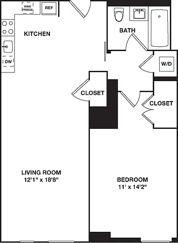 Floor plan One Bedroom K
