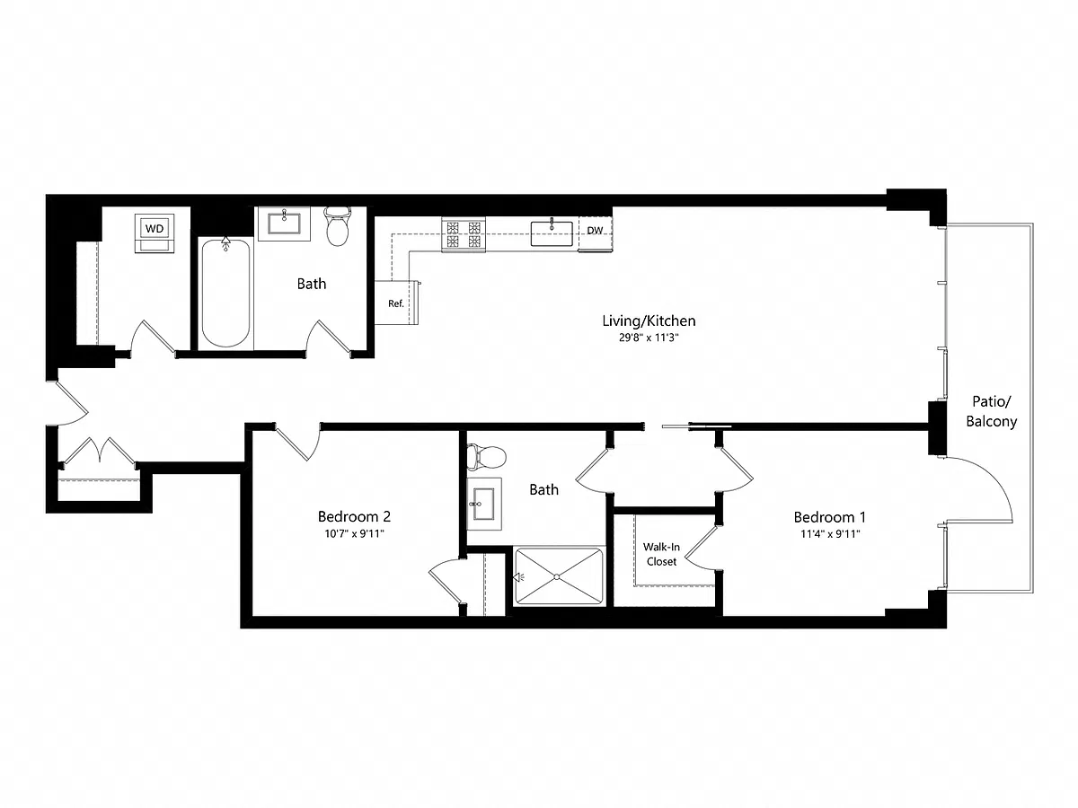 Floor plan 2 Bedroom - 2 Bath | B05