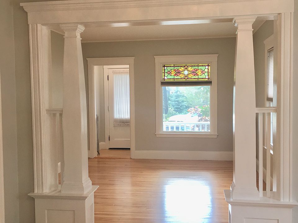 Living Room, Stained glass, hardwood flooring, 1st floor