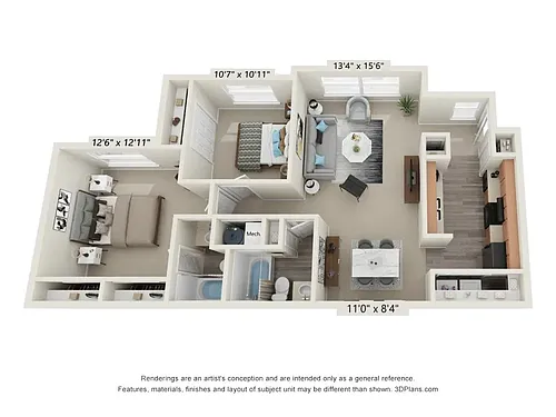 Floor plan Renovated 2 Bedroom Garden Apartment