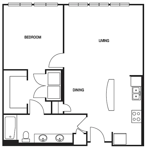 Floor plan A10 1 Bed 1 Bath