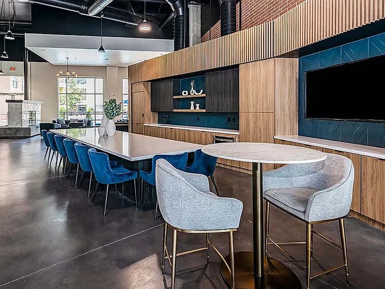 The kitchen located in the resident lounge is perfect for entertaining