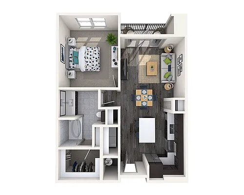 Floor plan One Bedroom A1J