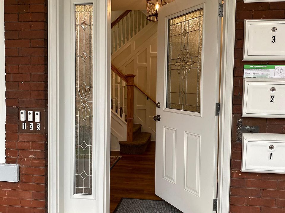 secure entryway, locking mail boxes, doorbell!