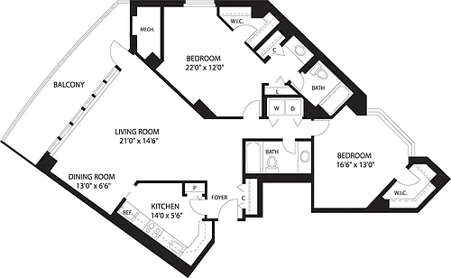 Floor plan 2 Bedrooms N