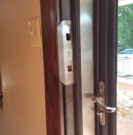 New Stainless Steel front door jam is beautiful and functional.