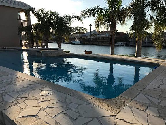 Evening pool and canal view.