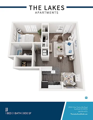 Floor plan 1 BED 1 BATH STYLE C