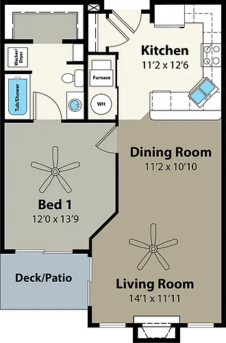 Floor plan 1A 765 sf