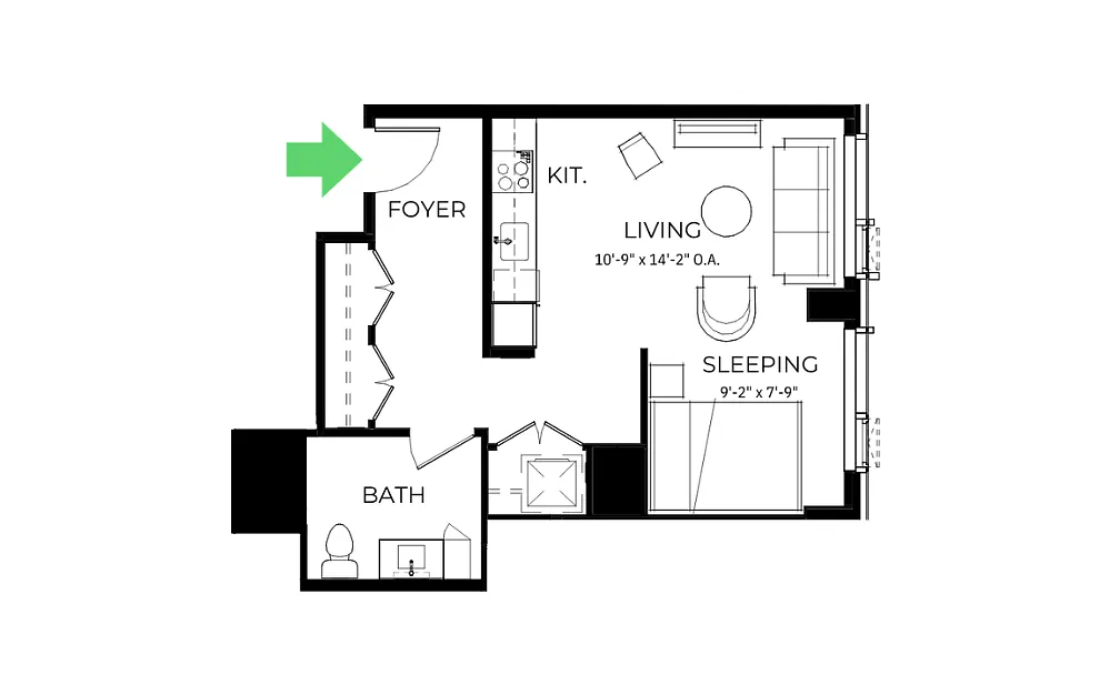 Floor plan S39A | Studio | 1 Bath