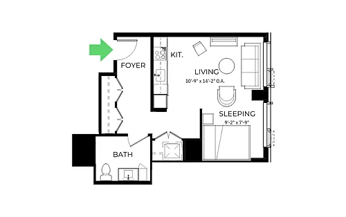 Floor plan S39A | Studio | 1 Bath
