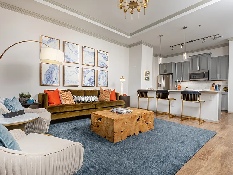 Vibrant and Elegant Living Room at The Hendry Apartments