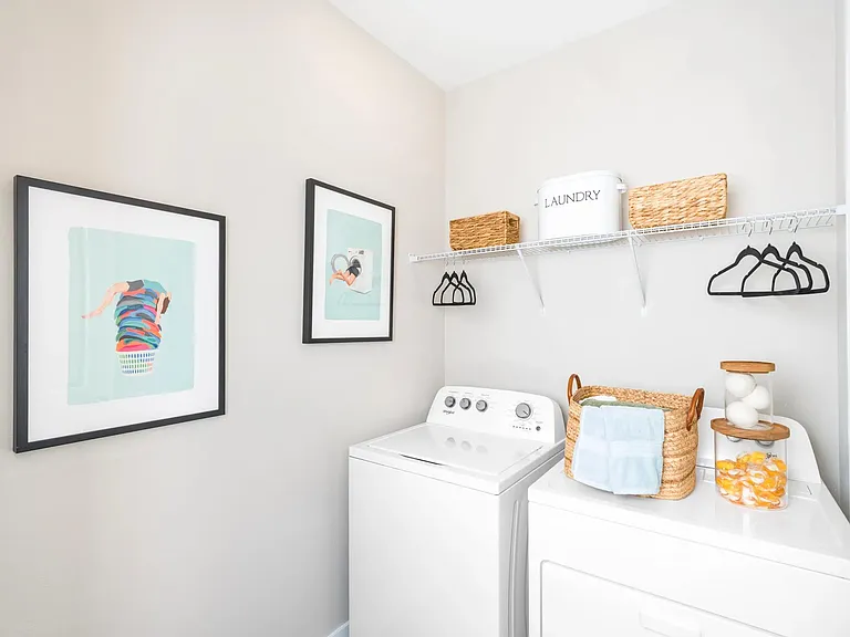 A full-sized washer and dryer are included in every home for easy laundry days.