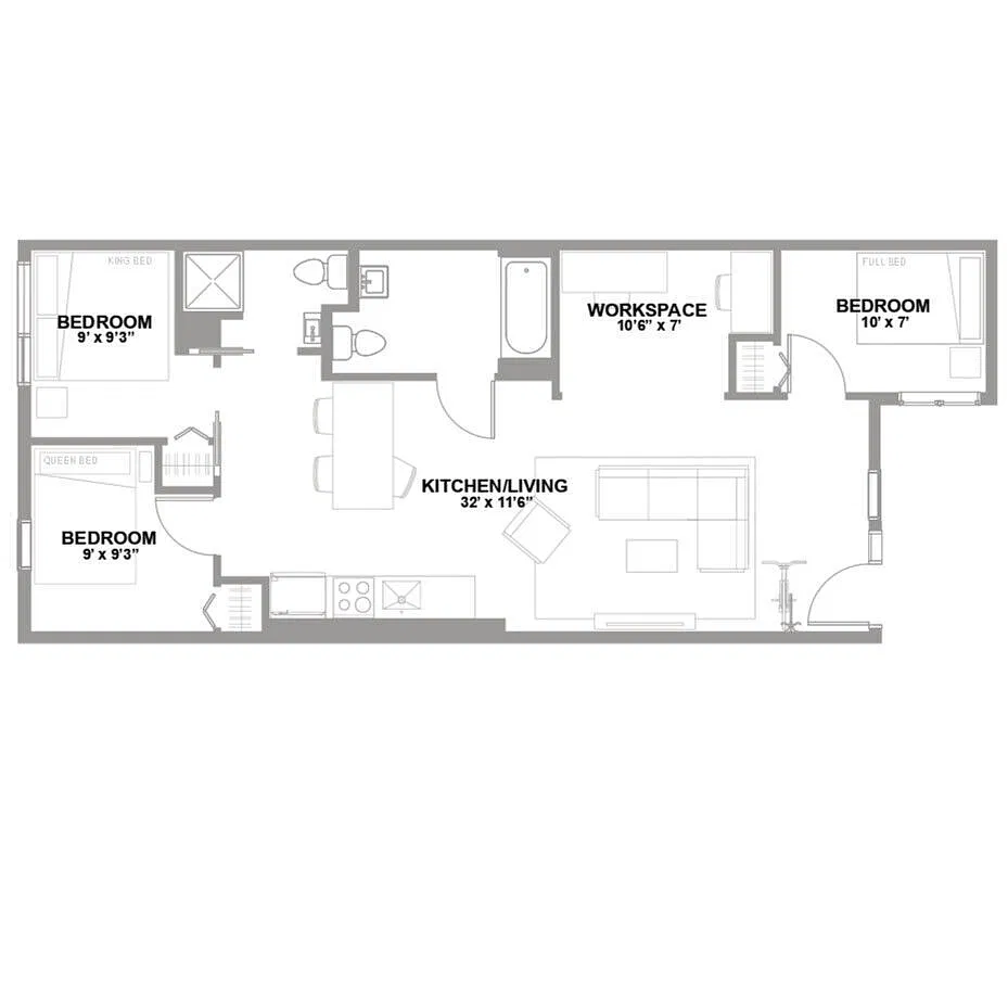 Floor plan 2 Bed 2 Bath B