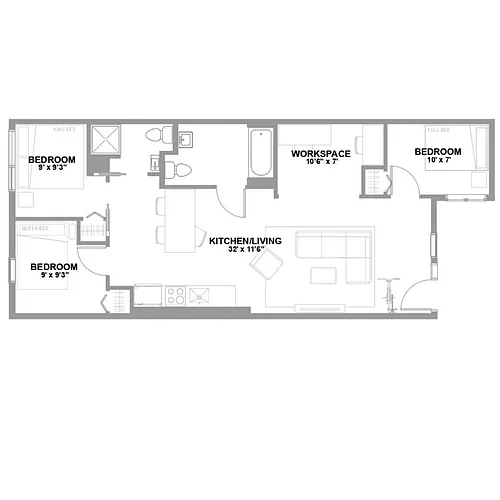 Floor plan 2 Bed 2 Bath B