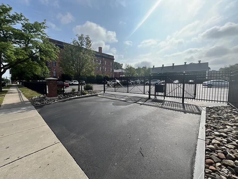 Entrance to gated parking for 300 Alexander residents