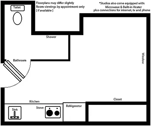 Floor plan Studio with Closet