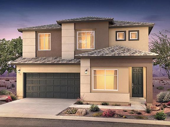 Add a contemporary look to your Park Place home by selecting Home Exterior C with flat tile roof and