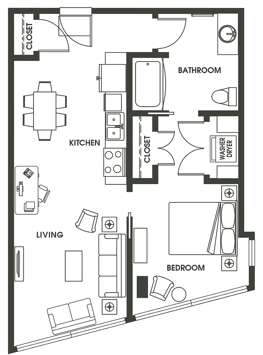 Floor plan 1 Bed 1 Bath A3