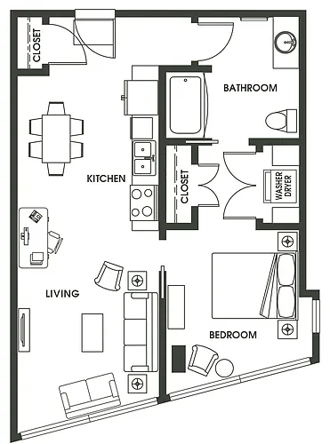 Floor plan 1 Bed 1 Bath A3