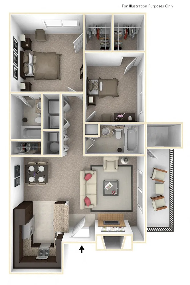 Floor plan 2BD, 2BTH