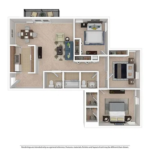 Floor plan 3 Bed Parkgate - with W/D