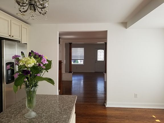View from kitchen through dining room and living room