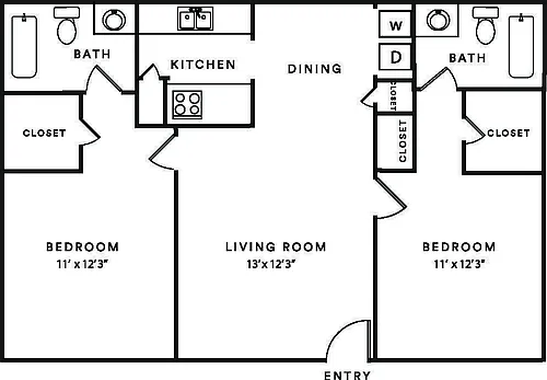 Floor plan 2 Bedroom 2 Bath