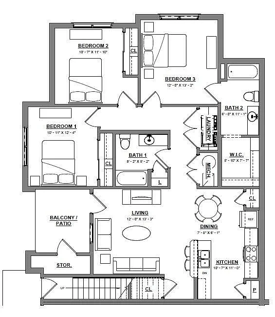 Floor plan Three Bedroom