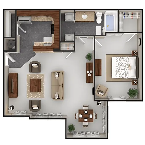 Floor plan 1 Bed 1 Bath w/ Flex Space (Fireplace Optional)