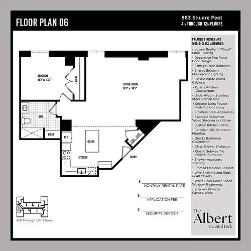 Floor plan 1 Bedroom Unit - A6